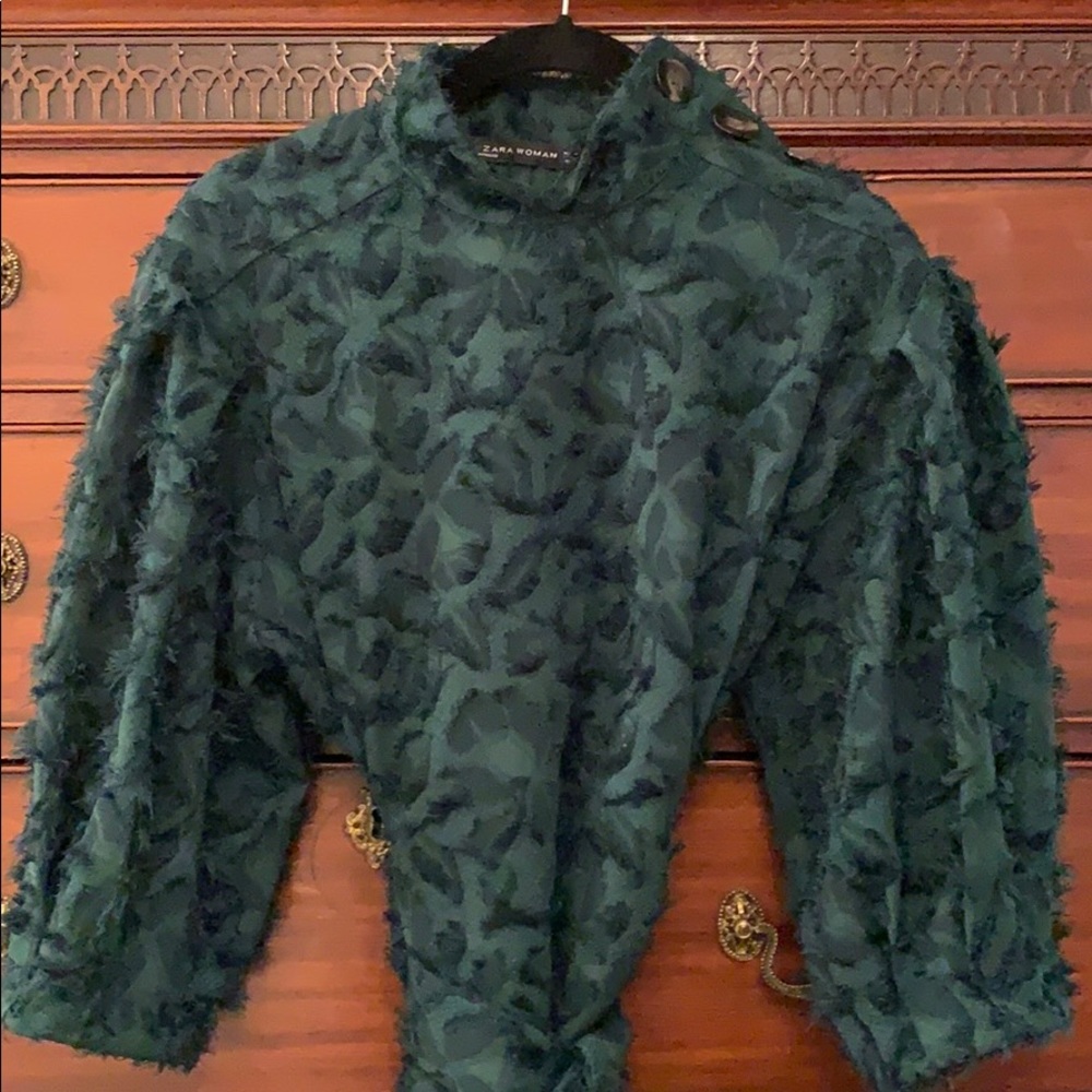 Zara green Fringe Midi Dress (m)